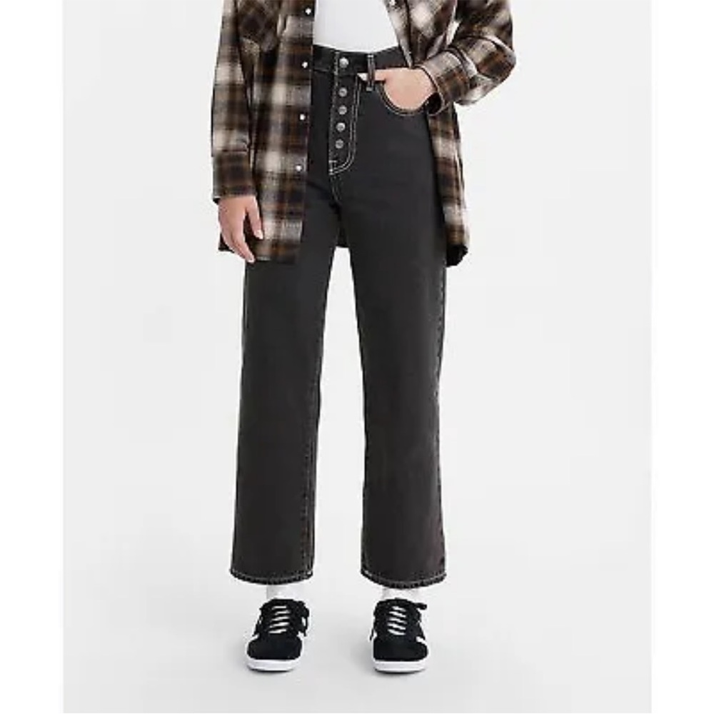 Levi's High Rise Straight Leg Jeans in Black